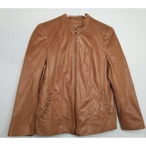 Tan Jay Brown Fax Snake Skin Zipper Front Blazer Career Casual Jacket Size 6P